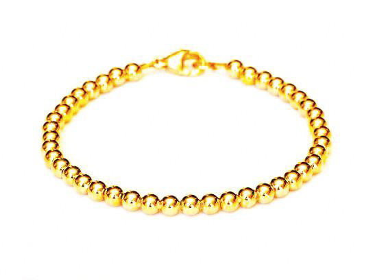 14k Gold Bead Bracelet - Women and Men's Bracelet - 6mm