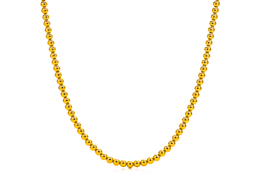 18k Gold Bead Necklace - 5mm