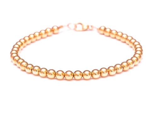 18k Rose Gold Bead Bracelet - Women's and Men's Bracelet - 4mm