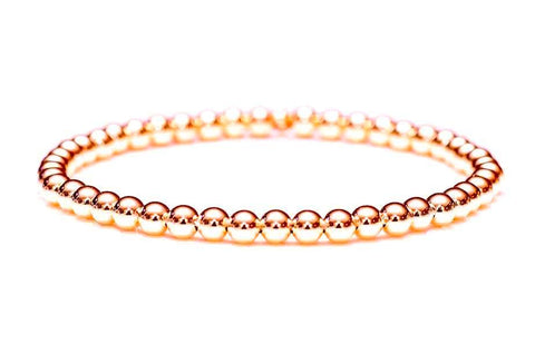 18k Rose Gold Ball Bead Stretch Bracelets, 3mm - 6mm, Men and Women's Bracelet