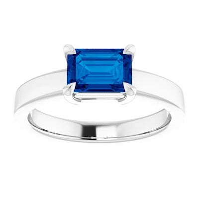 Sapphire Ring in 14k White Gold
