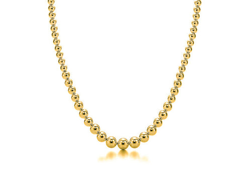 18k Gold Bead Graduated Necklace