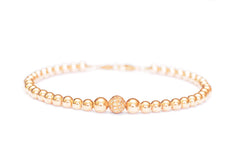 Diamond 14k Rose Gold Bead Chain Bracelet