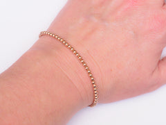 14k Rose Gold Bead Chain Bracelet - Women's and Men's Bracelet - 3mm, 2.2g Model View