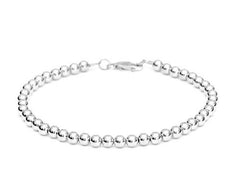 14k White Gold Bead Bracelet - Women and Men's Bracelet - 5mm