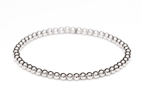 14k White Gold Bead Bracelet - Women and Men's Bracelet, 4mm, 5.8g –  Crystal Casman